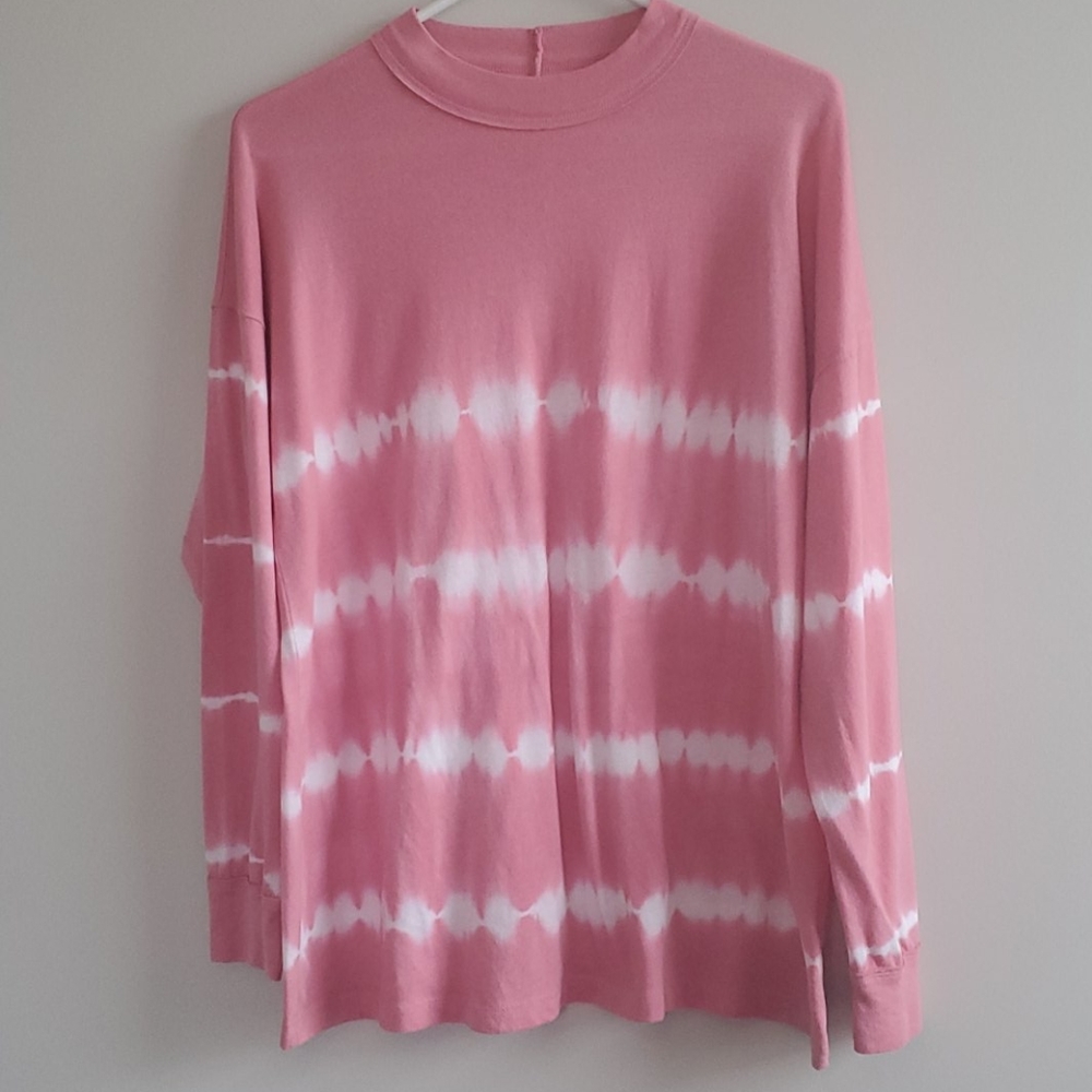 PINK Mock Neck Long Sleeve Tee